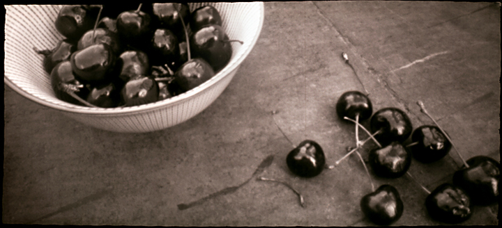 Cherries. Home-made pinhole camera on roll film. Part of a small series of pinhole images celebrating Kentish orchard fruits.